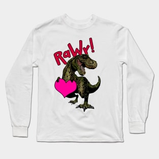 Cute T-Rex Valentines Day Illustration Long Sleeve T-Shirt